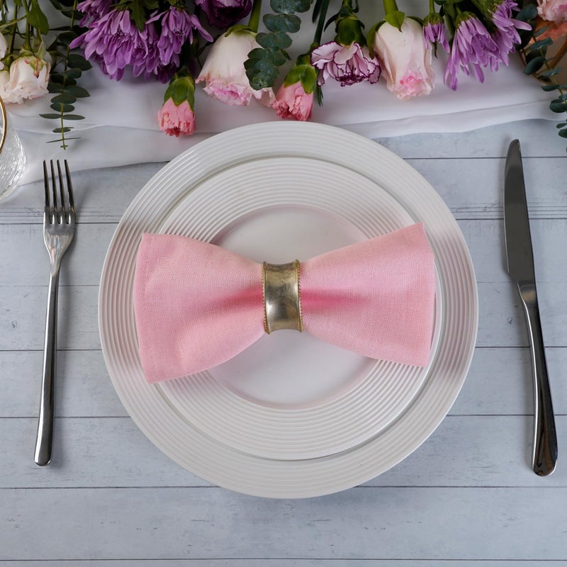 INFEI Pink Polyester Linen Blended Thin Dinner Cloth Napkins - Set of 12 (40 x 40 cm) - for Wedding Parties Events & Home Use (Pink) - Image 4